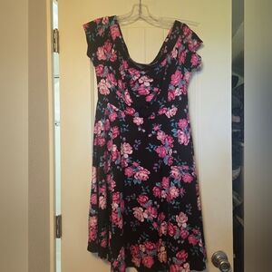 Torrid Black Maxi Dress with Pink Floral Design